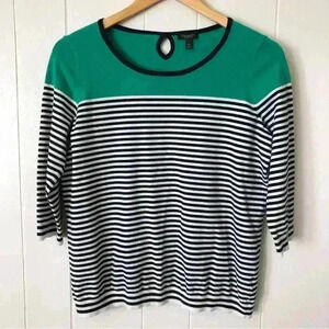 Talbots 3/4 Sleeve Striped Viscose Blend Top Sweater Size XP